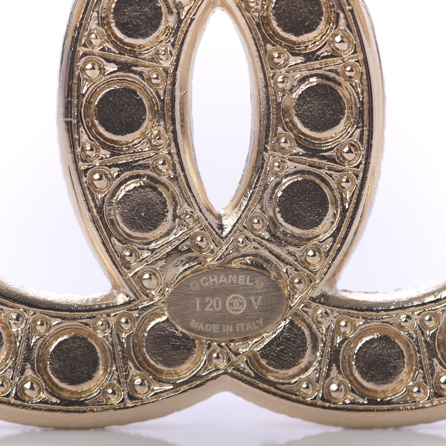 Chanel Pearl Crystal CC Brooch Gold 4 of 5