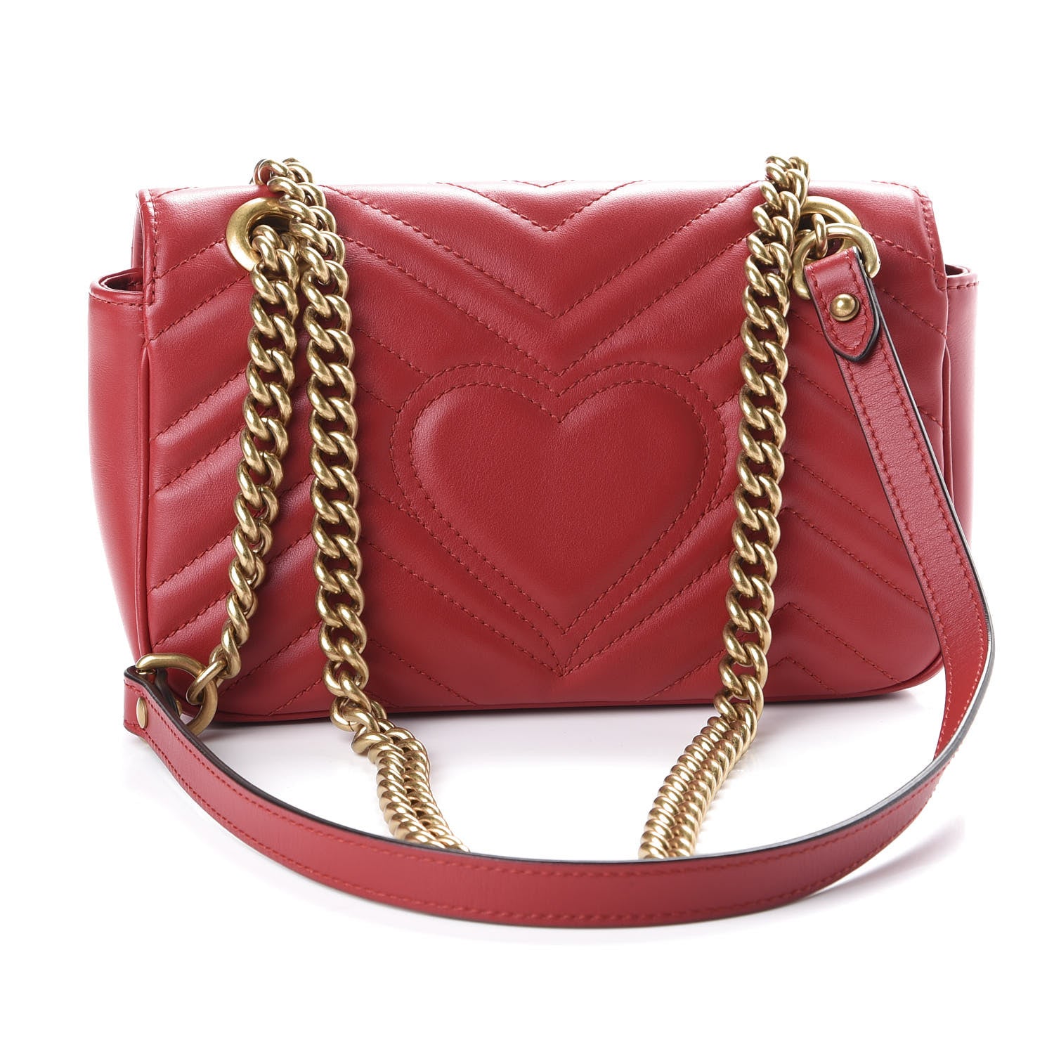 Gucci Calfskin Matelasse Mini GG Marmont Shoulder Bag Hibiscus Red 2 of 10