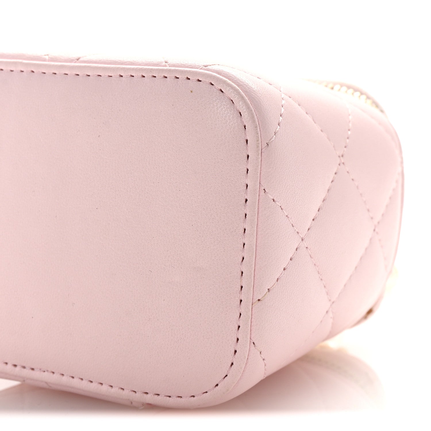 Chanel Lambskin Quilted Mini Vanity Case With Pearl Chain Light Pink 10 of 10