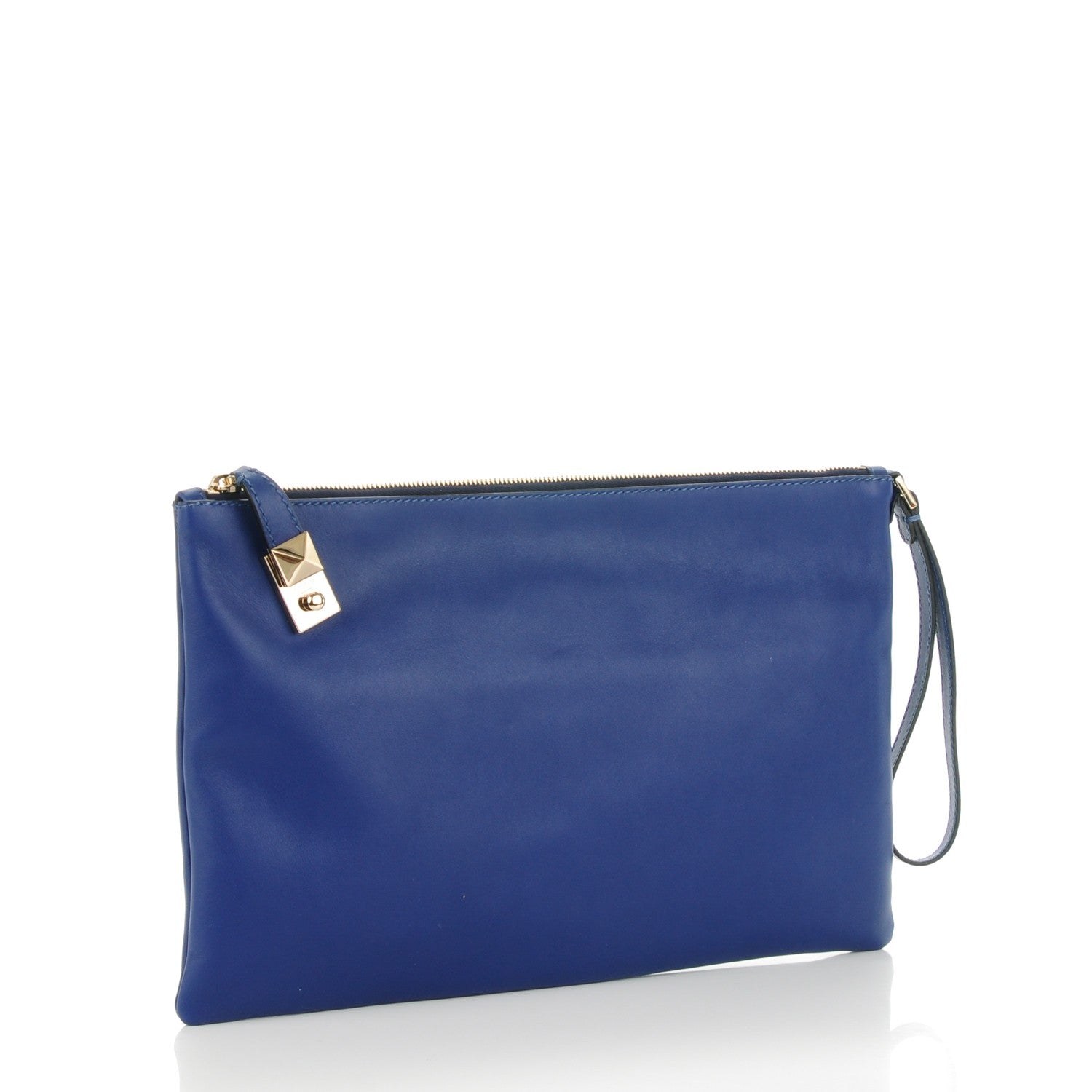 Valentino Garavani Calfskin Zip Wristlet Pouch Blue 3 of 6