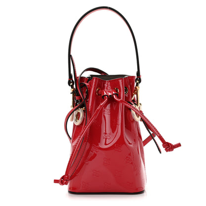 Fendi Vitello Vernice Mou F is Fendi Karligraphy Embossed Mini Mon Tresor Bucket Bag Rosso Cardinale 1 of 10