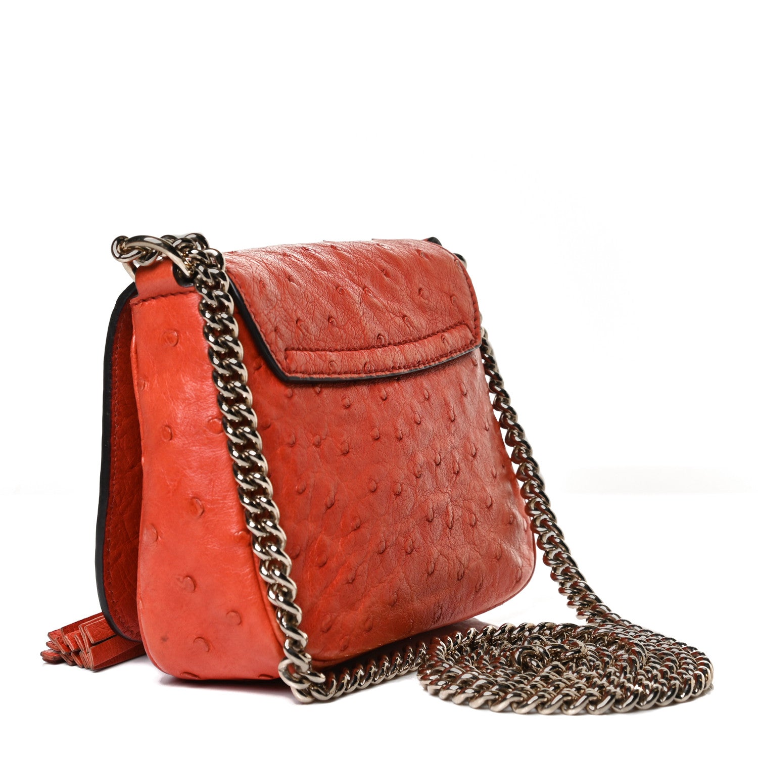 Gucci Ostrich Small Soho Chain Flap Crossbody Golden 3 of 17