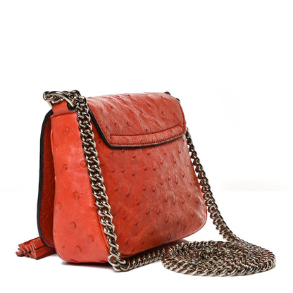 Gucci Ostrich Small Soho Chain Flap Crossbody Golden 3 of 17