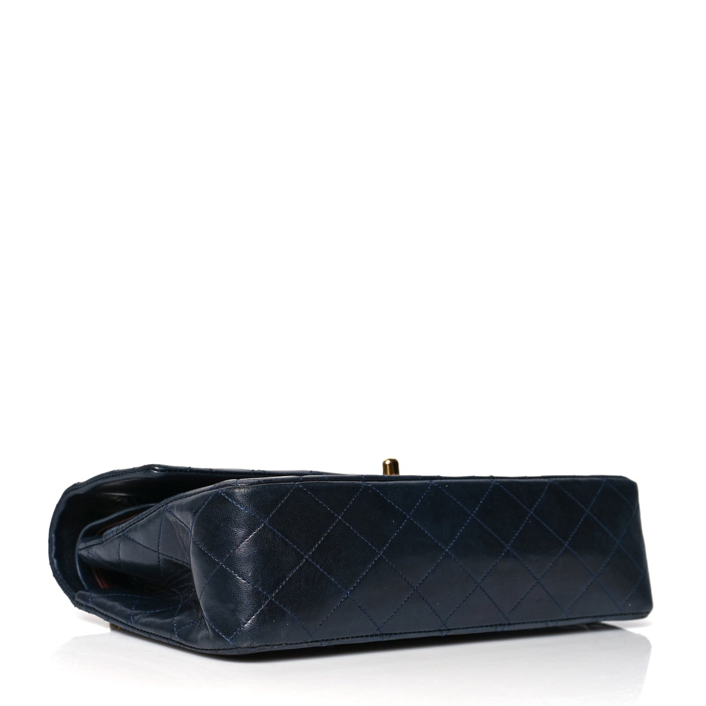 Lambskin Quilted Medium Double Flap Navy