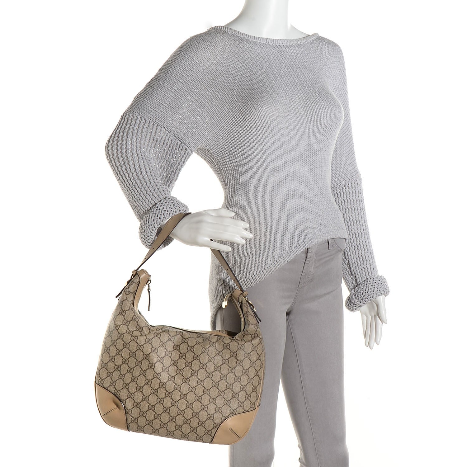 Gucci GG Supreme Monogram Medium Nice Hobo Beige 2 of 9