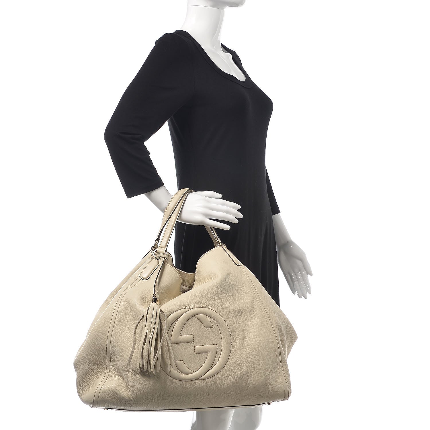 Gucci Pebbled Calfskin Large Soho Shoulder Bag Off White 2 of 10