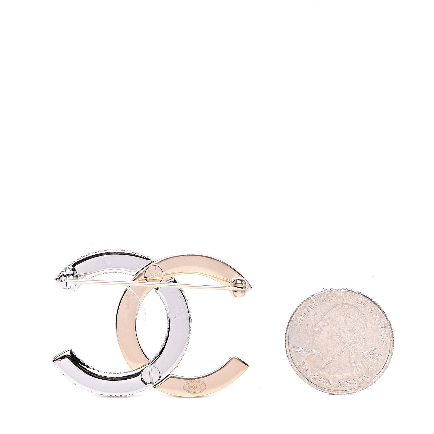 Crystal CC Brooch Light Gold