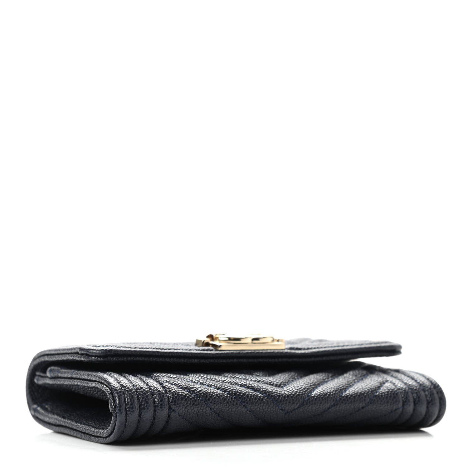 Chanel Caviar Chevron Quilted Boy Card Holder Wallet Navy 8 of 9