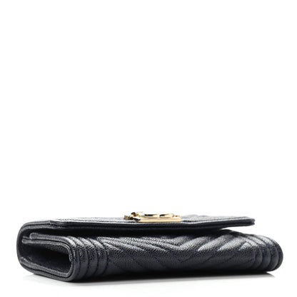 Chanel Caviar Chevron Quilted Boy Card Holder Wallet Navy 8 of 9