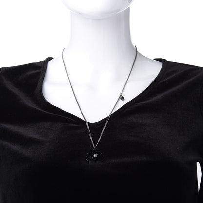 Chanel Enamel CC Camellia Necklace Black 3 of 5