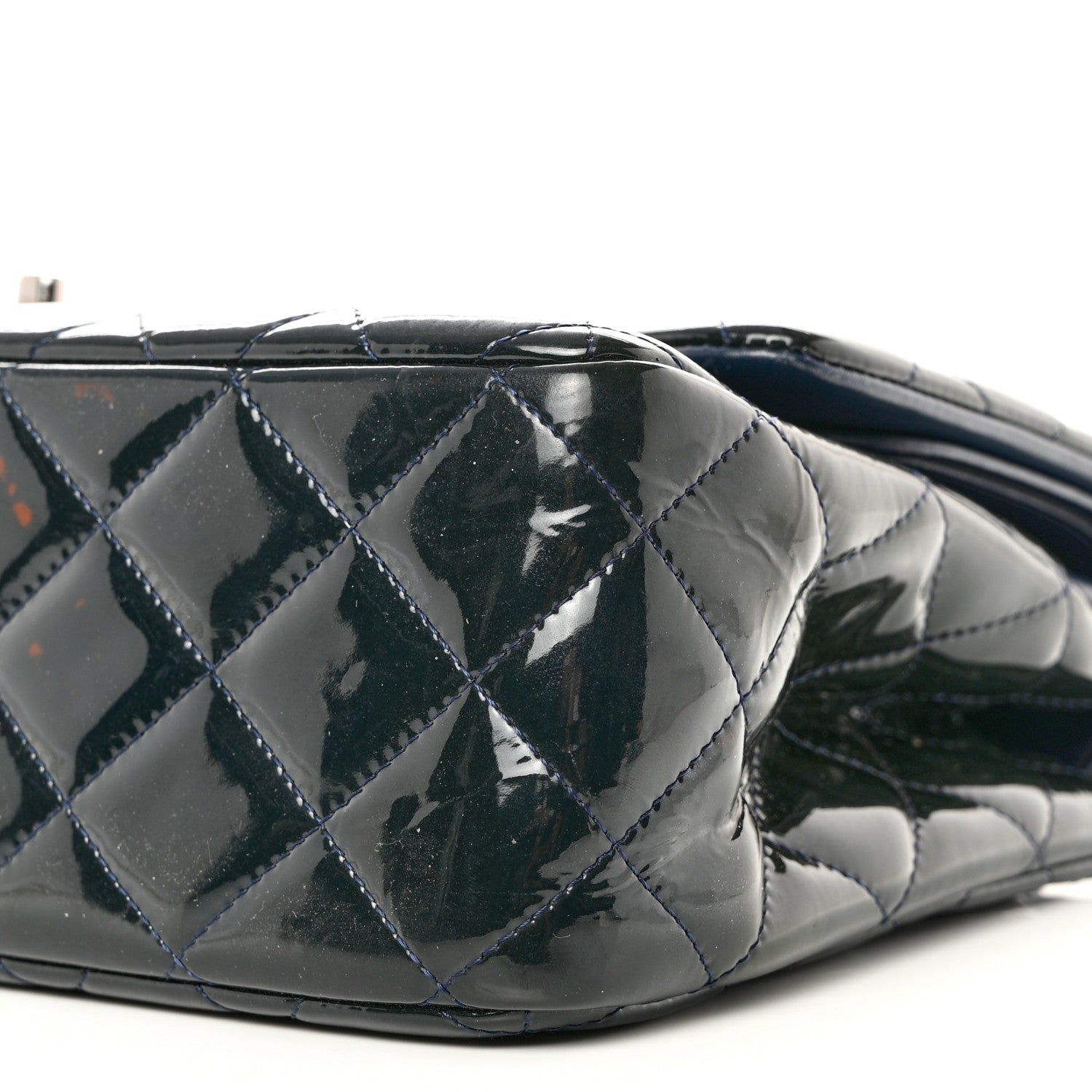 Chanel Patent Quilted Jumbo Double Flap Navy Blue 9 of 10