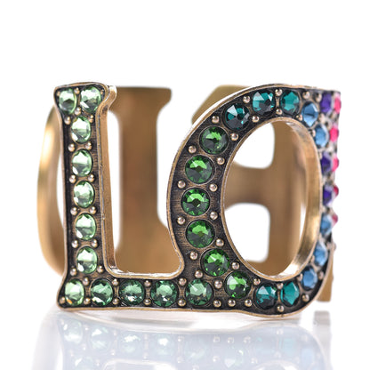 Gucci Metal Crystal Loved Cuff Bracelet 16 Aged Gold 6 of 7