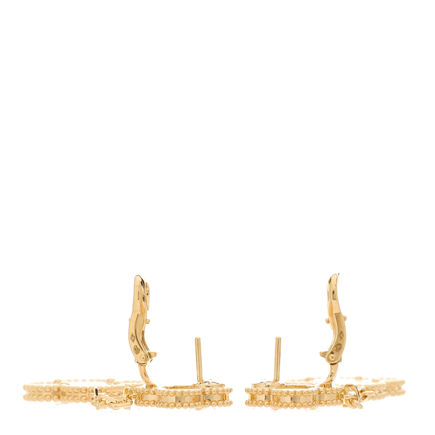 18K Yellow Gold Mother of Pearl 2 Motifs Magic Alhambra Earrings