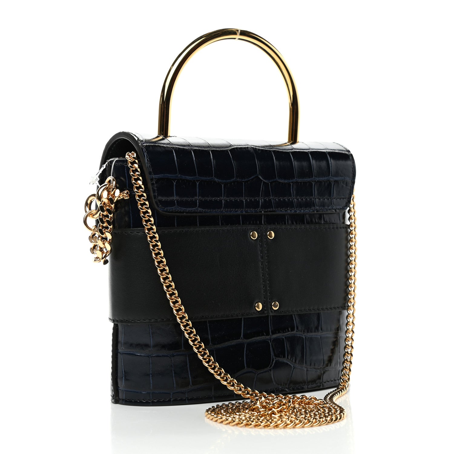 Chloe Calfskin Crocodile Embossed Small Aby Lock Full Blue 2 of 4