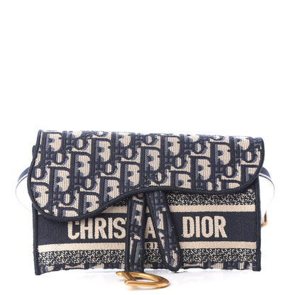 Christian Dior Oblique Slim Saddle Pouch Blue 1 of 10