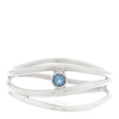 Tiffany Sterling Silver Blue Topaz 3 Row Wave Ring 54 6.75 1 of 4