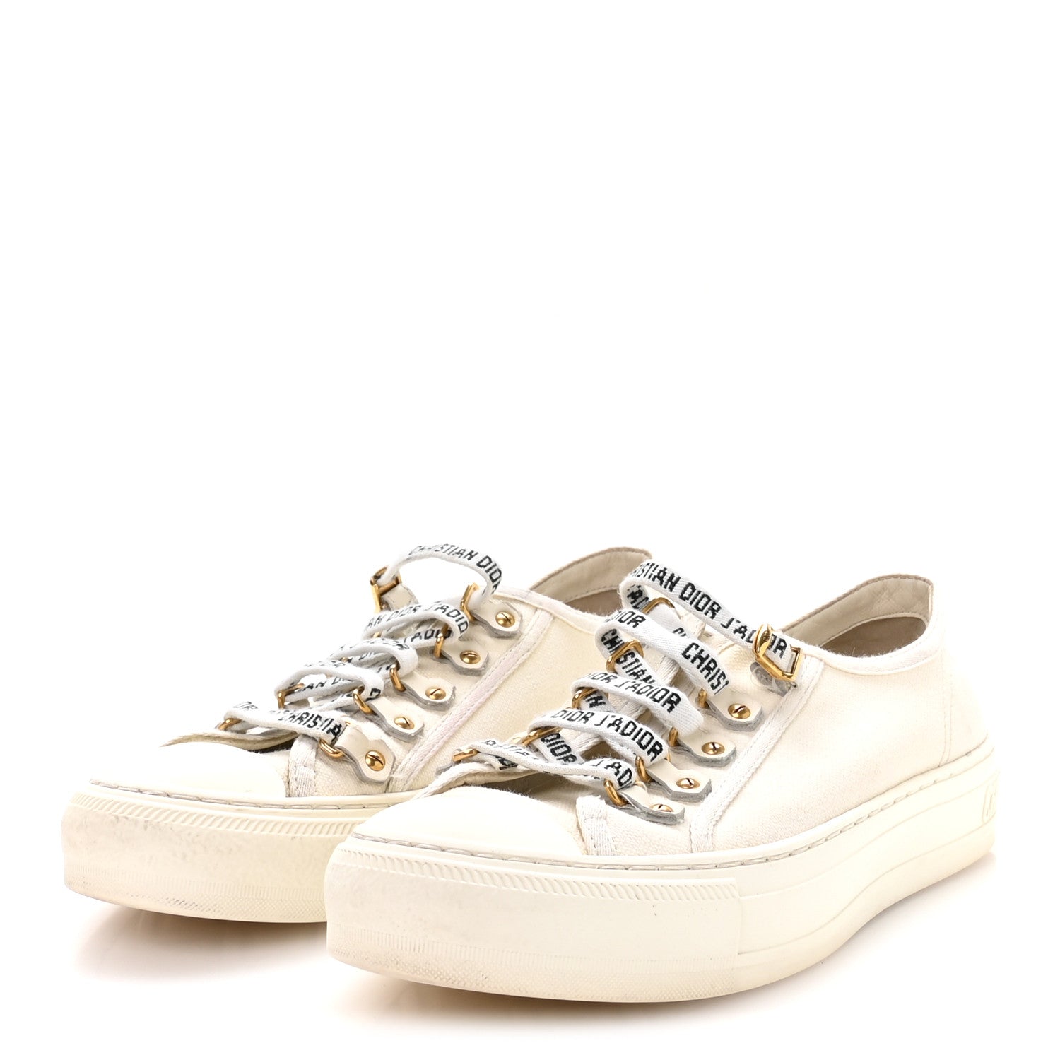 Christian Dior Canvas Walk'N'Dior Low Top Sneakers 38.5 White 4 of 8