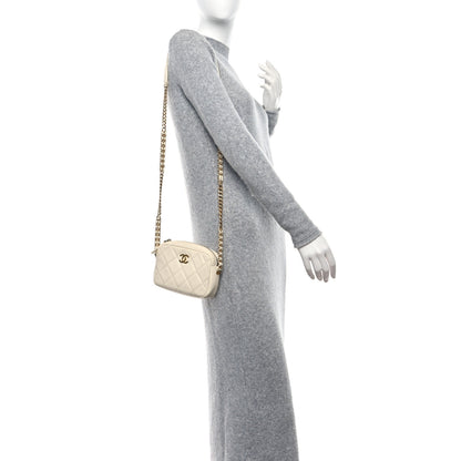 Chanel Shiny Caviar Quilted Chain Melody Camera Bag White 2 of 9