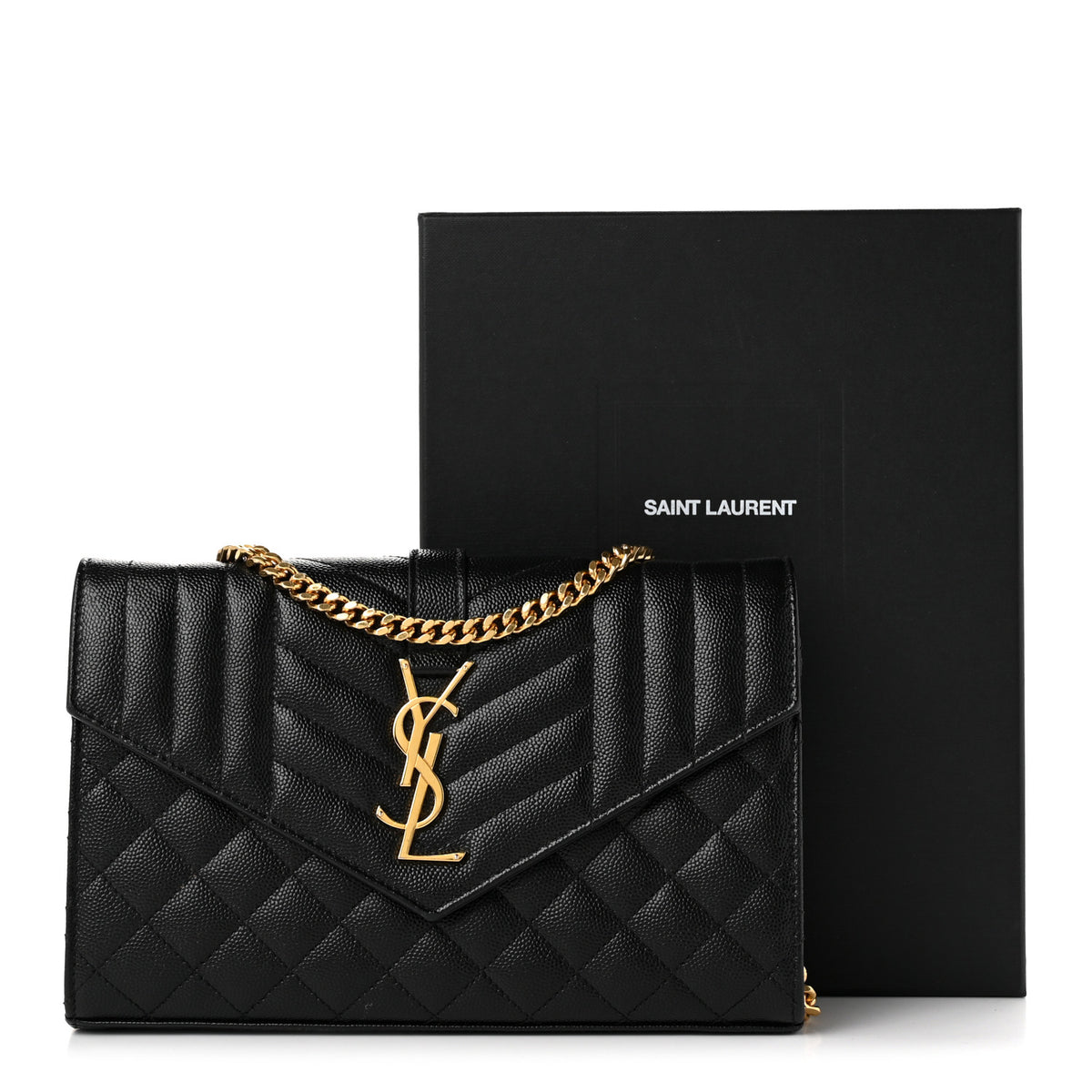 Grain De Poudre Mixed Matelasse Triquilt Monogram Chain Wallet Black
