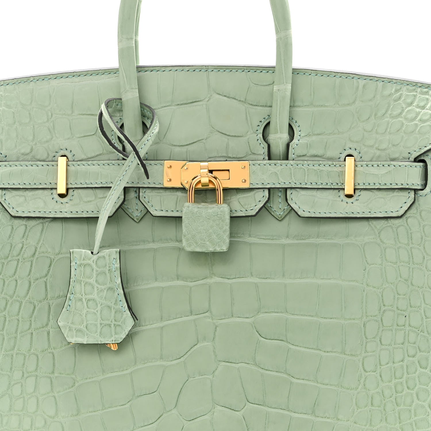 Hermes Matte Alligator Birkin 25 Vert D'eau 8 of 12