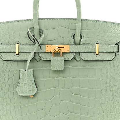 Hermes Matte Alligator Birkin 25 Vert D'eau 8 of 12