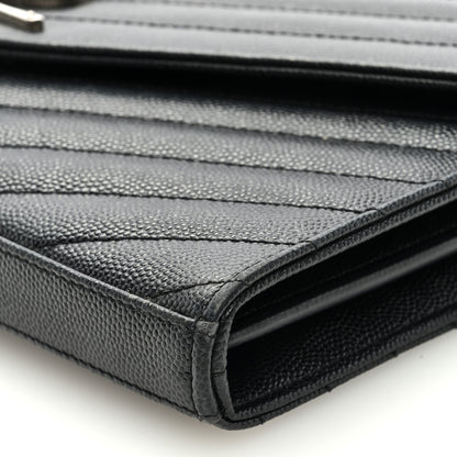 Saint Laurent Grain De Poudre Matelasse Chevron Monogram Chain Wallet Black 8 of 8