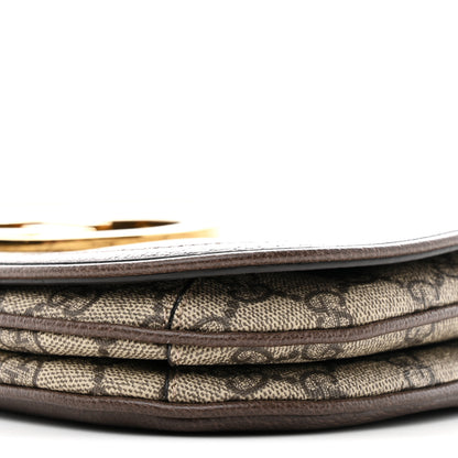 Gucci GG Supreme Monogram Textured Dollar Calfskin Web Medium Blondie Shoulder Flap Bag Beige Ebony New Acero 11 of 11