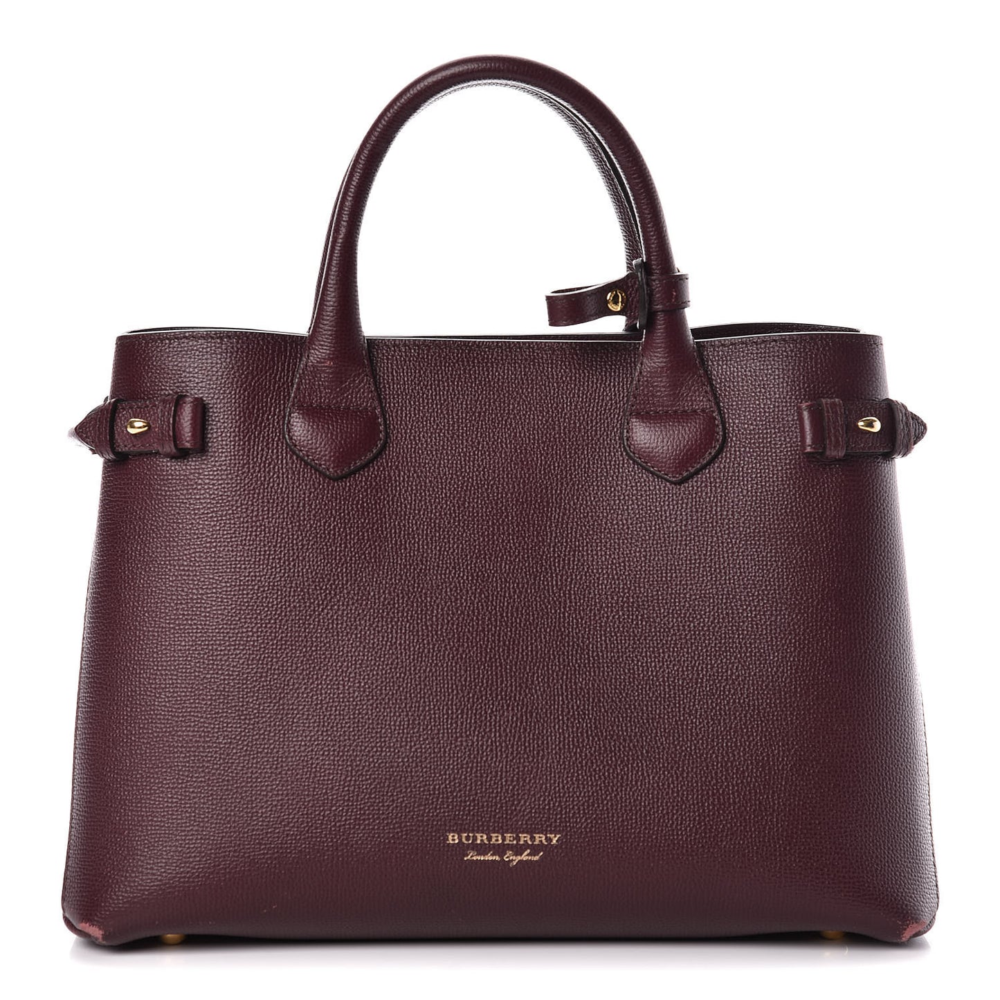 Grainy Calfskin House Check Medium Banner Tote Mahogany Red