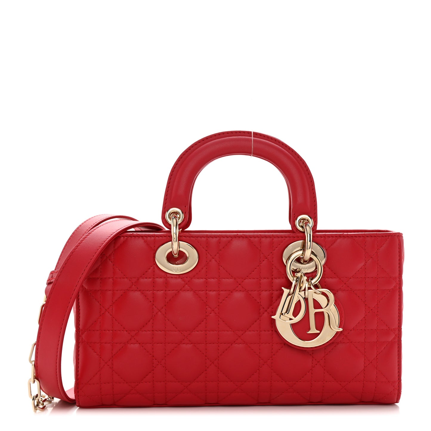 Lambskin Cannage Medium Lady D-Joy Red
