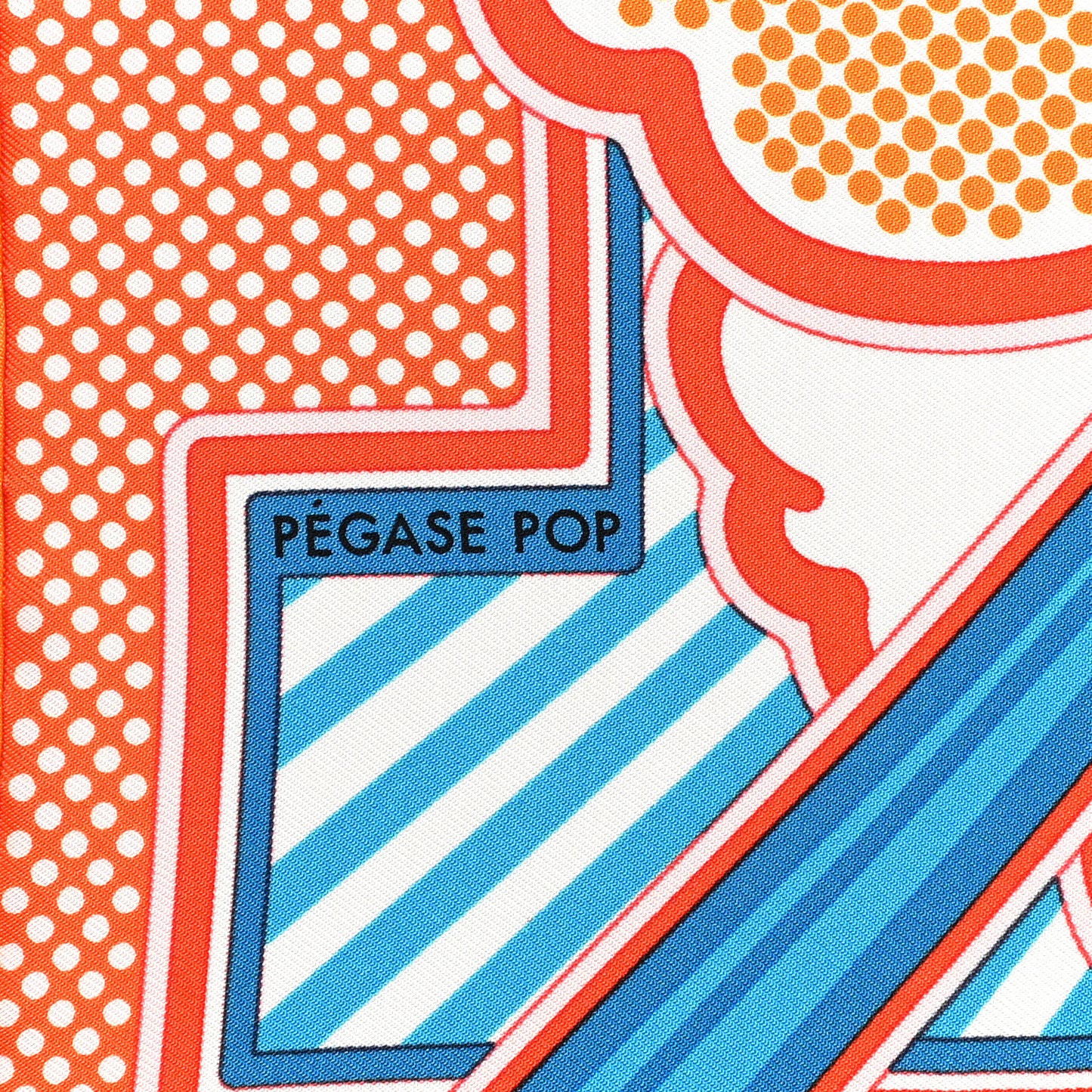 Silk Pegase Pop Pocket Square Orange Turquoise Jaune