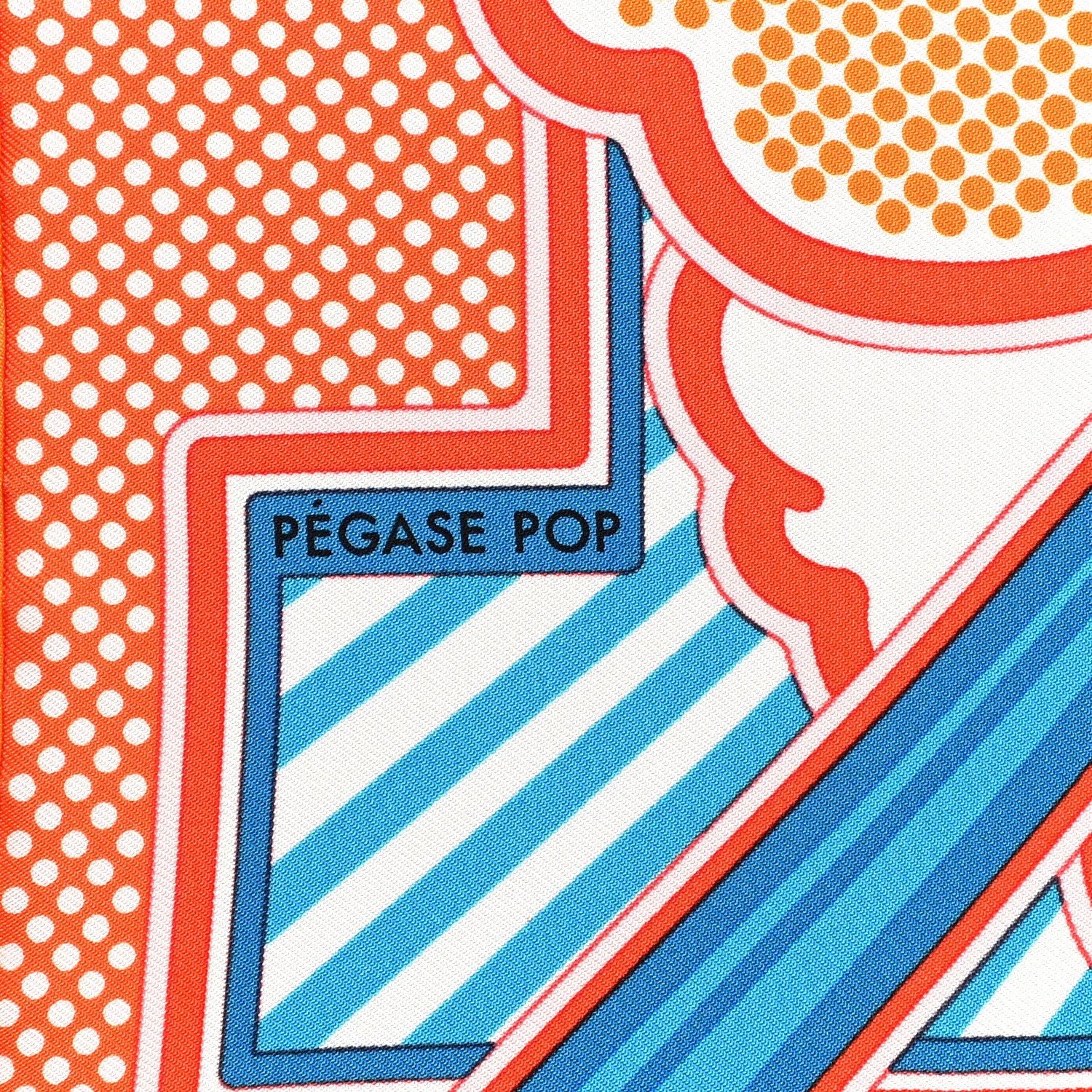 Hermes Silk Pegase Pop Pocket Square Orange Turquoise Jaune 3 of 7