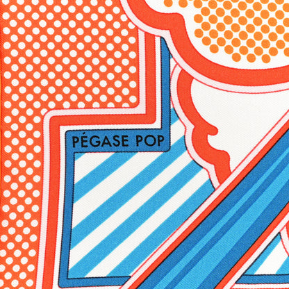 Hermes Silk Pegase Pop Pocket Square Orange Turquoise Jaune 3 of 7