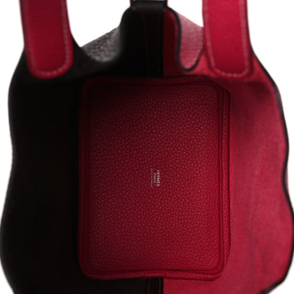 Hermes Taurillon Clemence Casaque Picotin Lock 18 PM Rouge Sellier Framboise 5 of 10