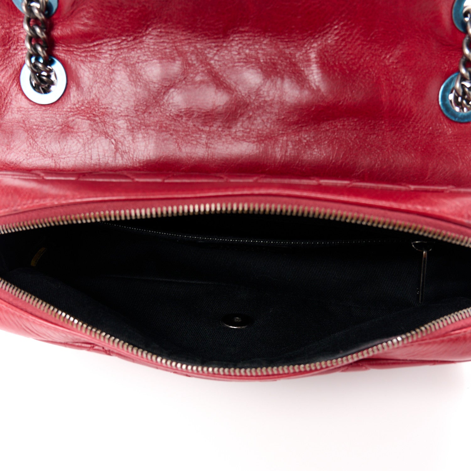 Chanel Glazed Calfskin Quilted Medium Duo Color Flap Dark Red 5 of 11