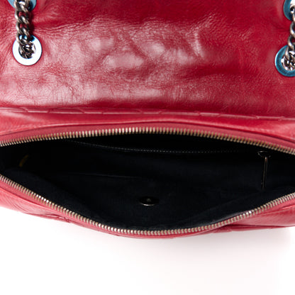 Chanel Glazed Calfskin Quilted Medium Duo Color Flap Dark Red 5 of 11