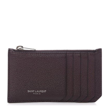 Saint Laurent Grained Calfskin 5 Fragments Zip Pouch Card Holder Bordeaux 1 of 7