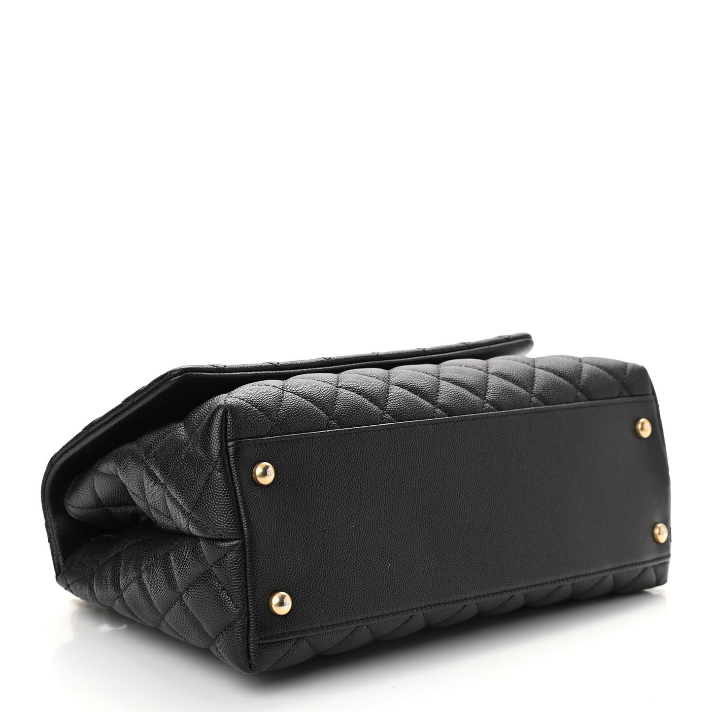 Caviar Elaphe Quilted Small Coco Handle Flap Black