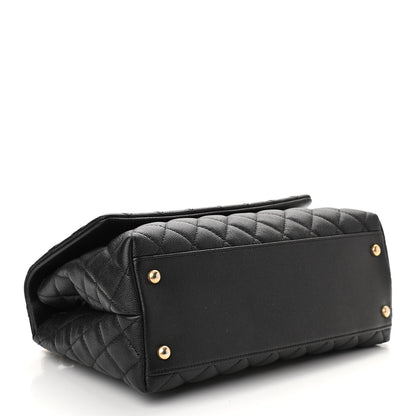 Chanel Caviar Elaphe Quilted Small Coco Handle Flap Black 4 of 10