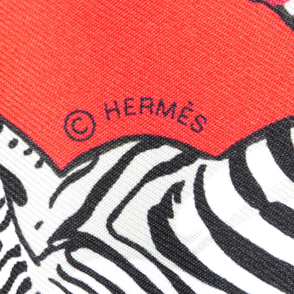 Hermes Silk Les Zebres Twilly Rouge Bleu Noir 3 of 6