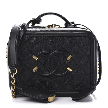 Chanel Caviar Quilted Small CC Filigree Vanity Case Black 1 of 11