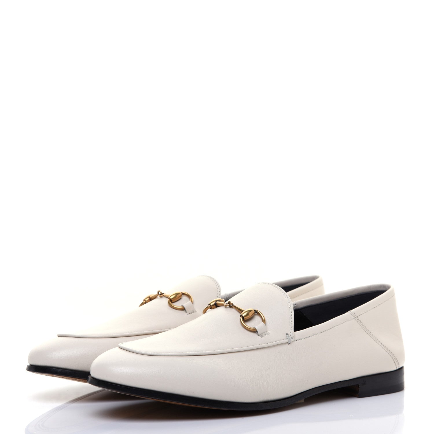 Gucci Lambskin Womens Brixton Horsebit Loafers 41 Mystic White 3 of 9