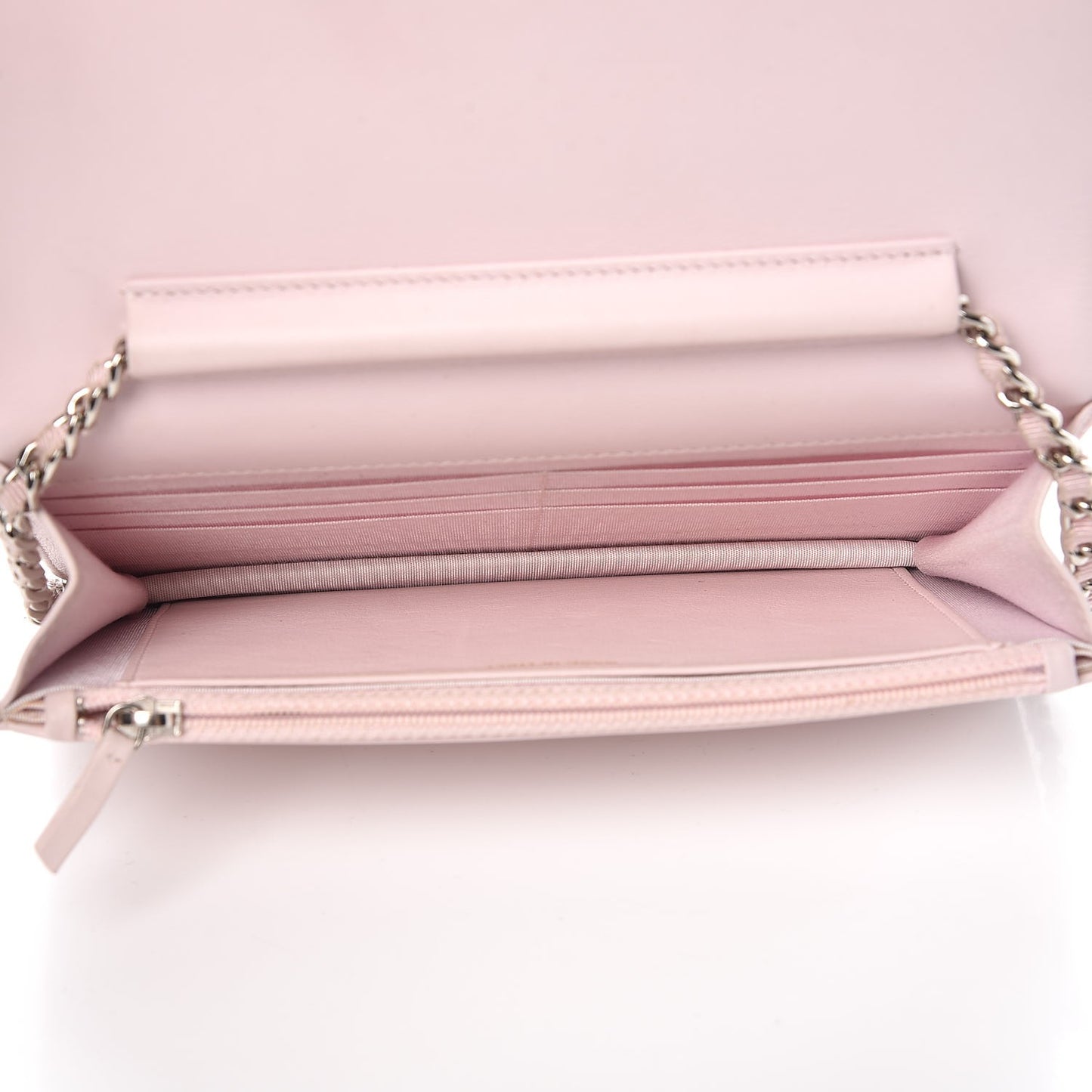 Woven Straw Deauville Wallet on Chain Pink