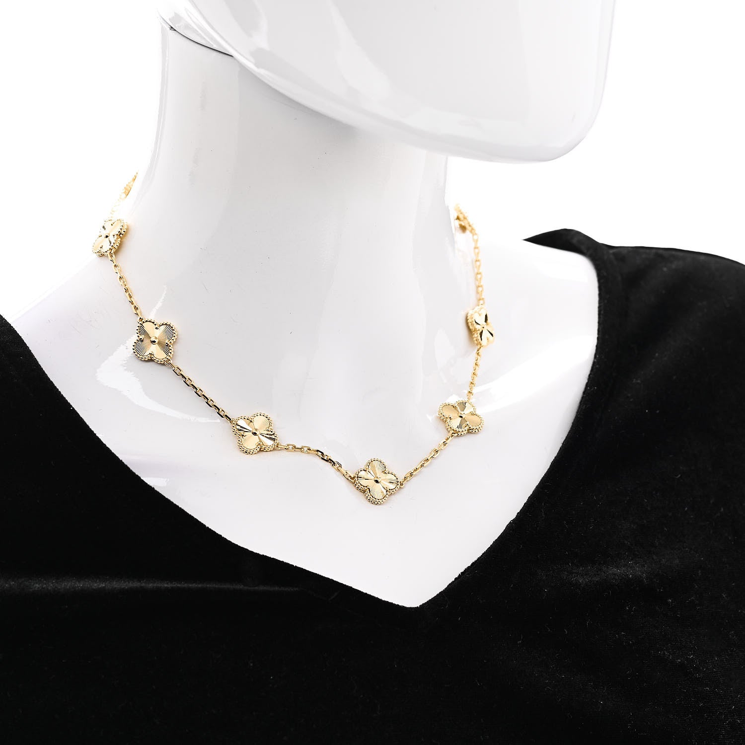 Van Cleef & Arpels 18K Yellow Gold 10 Motifs Guilloche Vintage Alhambra Necklace 2 of 7