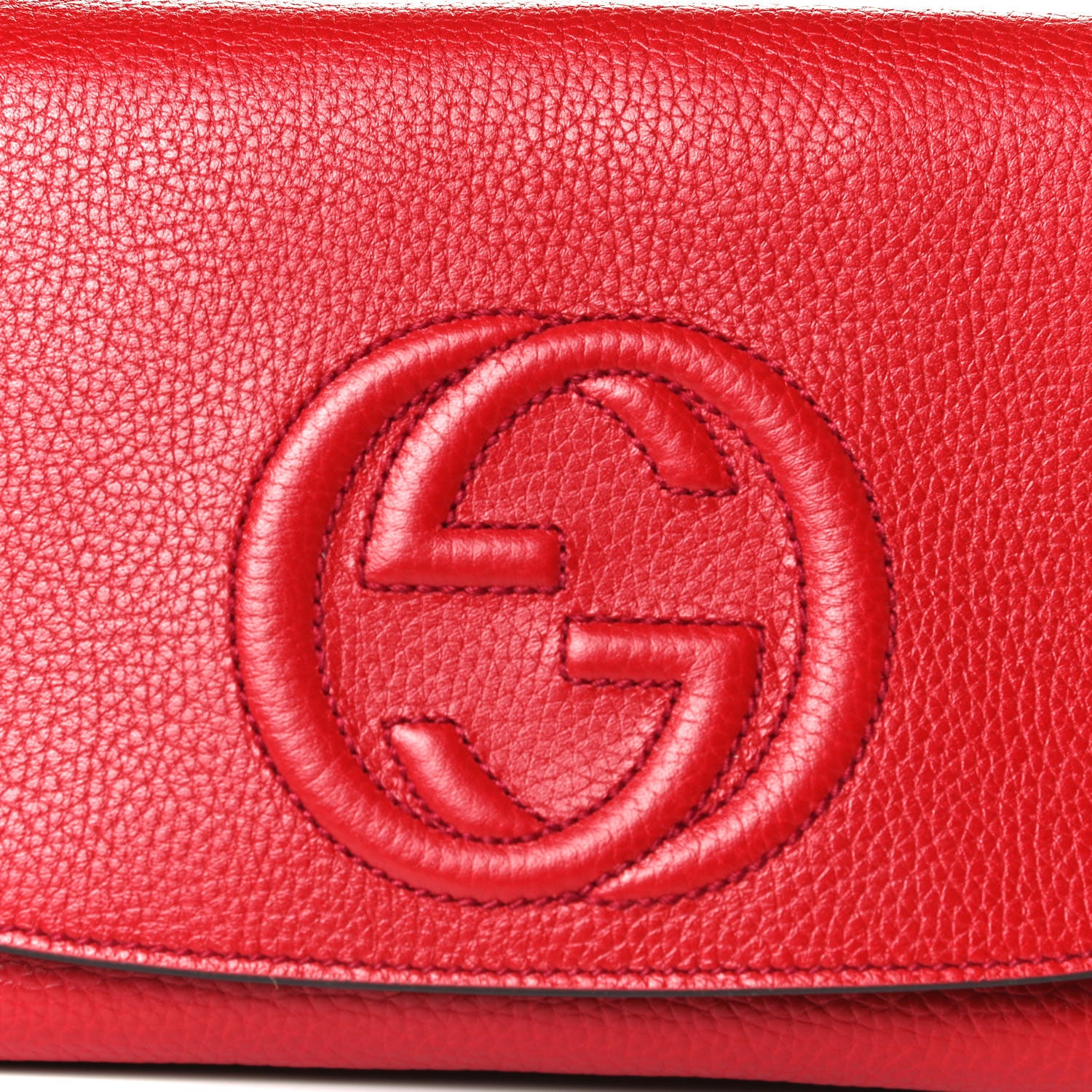 Gucci Pebbled Calfskin Medium Soho Flap Crossbody Vibrant Red 10 of 12