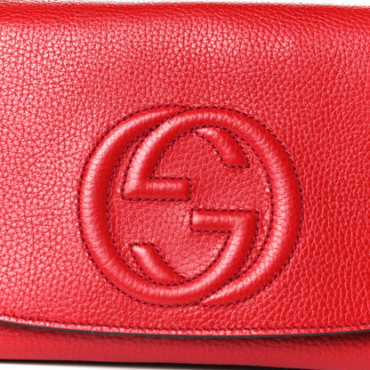 Gucci Pebbled Calfskin Medium Soho Flap Crossbody Vibrant Red 10 of 12