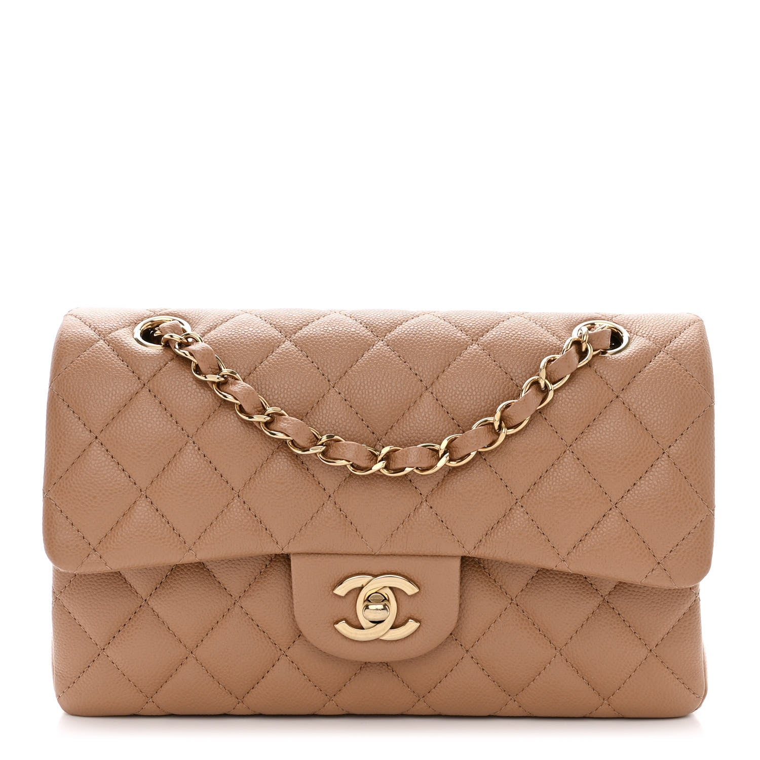 Chanel Caviar Quilted Small Double Flap Dark Beige 1 of 13