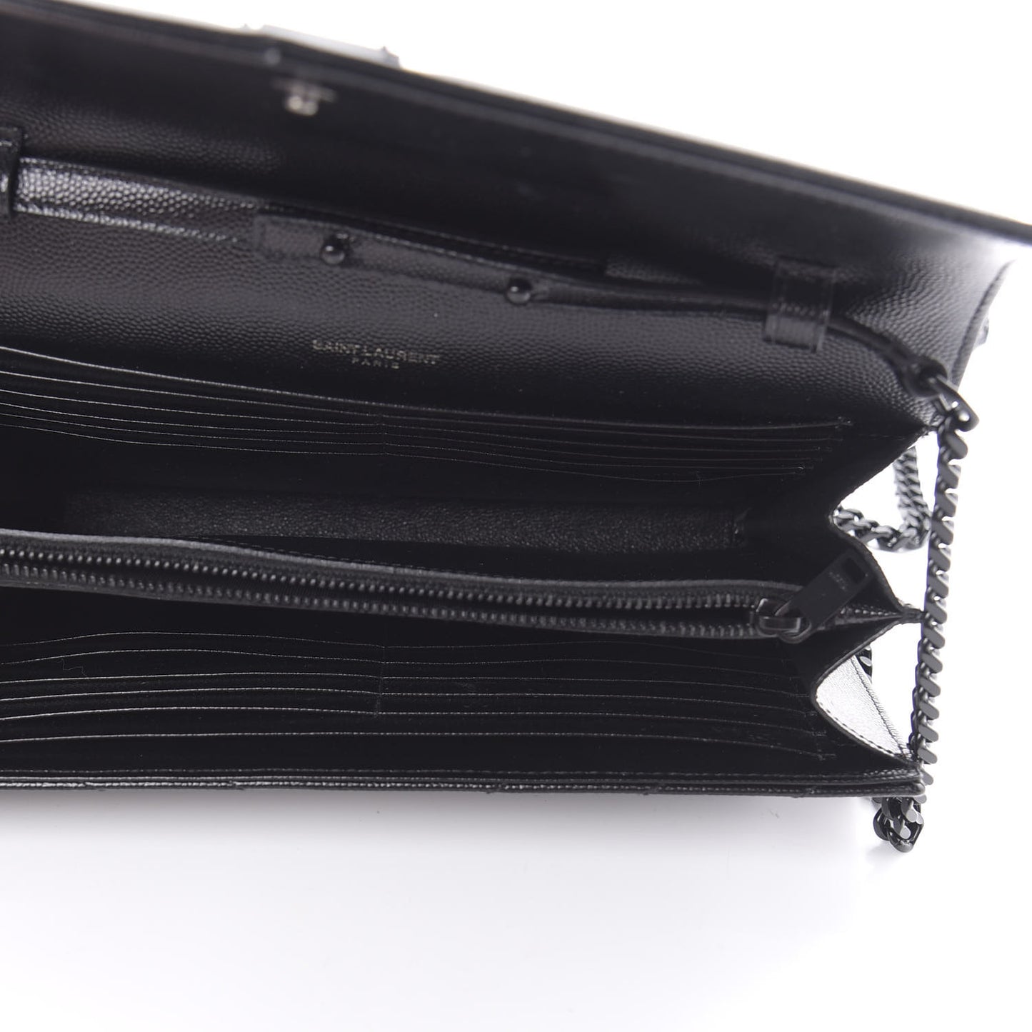 Grain De Poudre Matelasse Chevron Monogram Chain Wallet Black