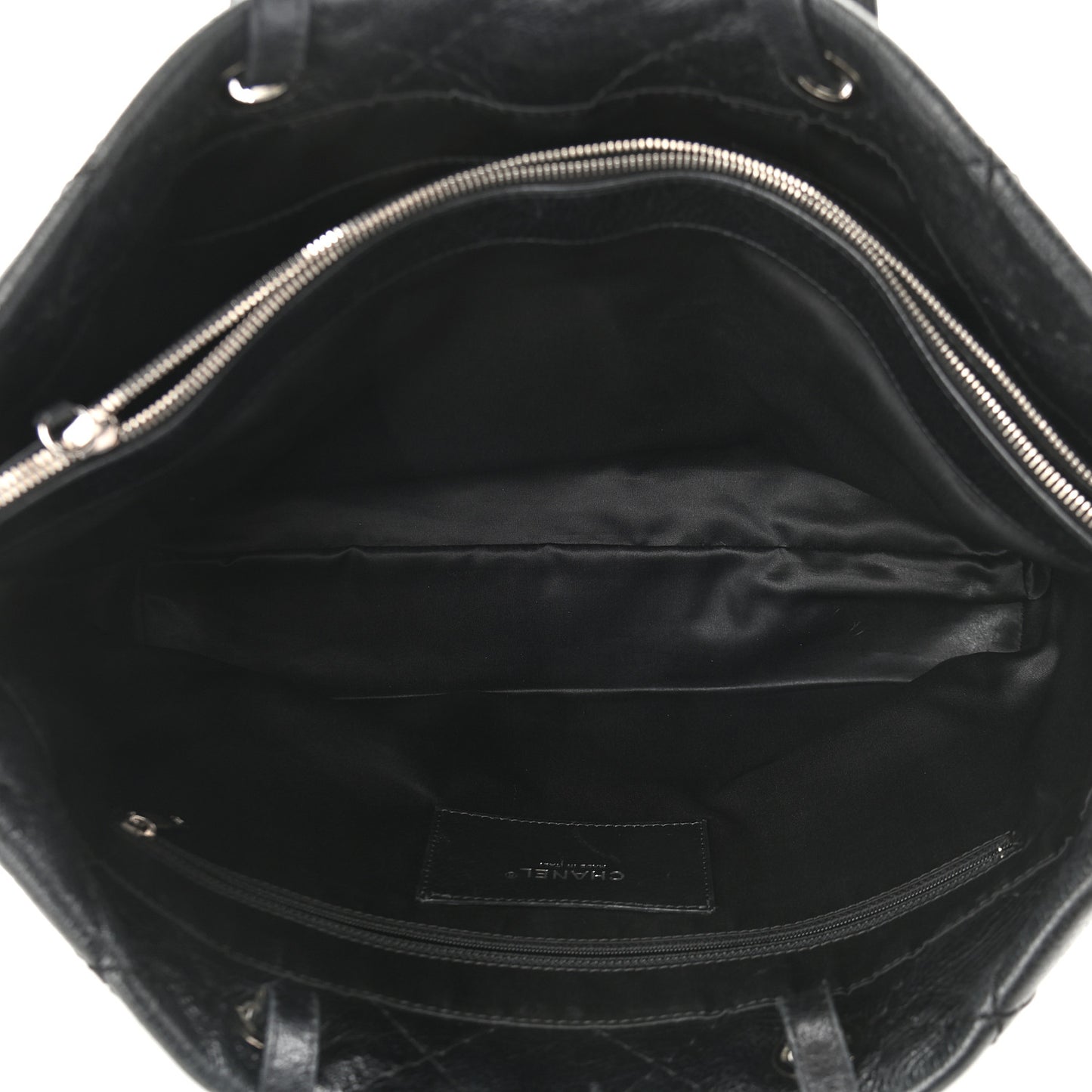Glazed Calfskin Large On The Road Tote Black
