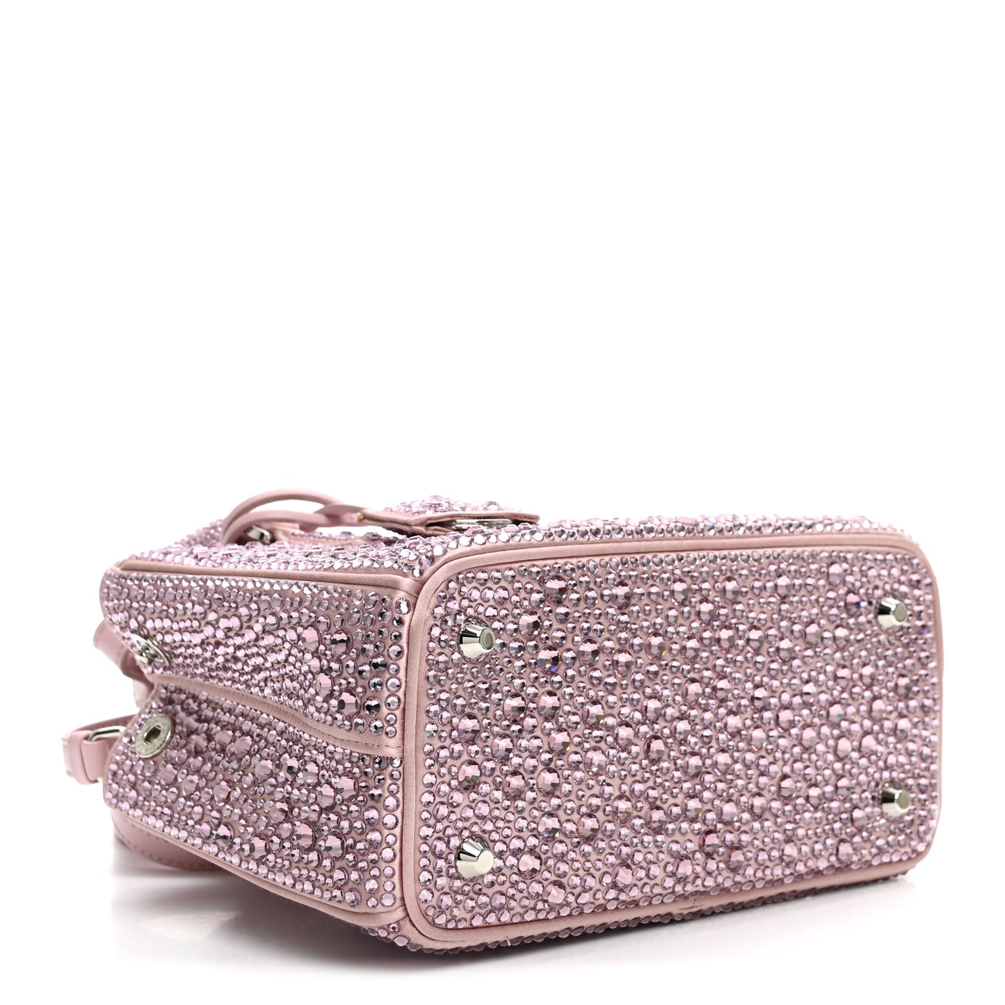 Satin Crystal Mini Galleria Double Zip Tote Alabastro