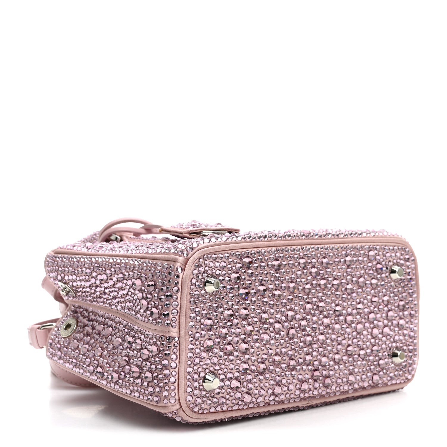Prada Satin Crystal Mini Galleria Double Zip Tote Alabastro 4 of 11